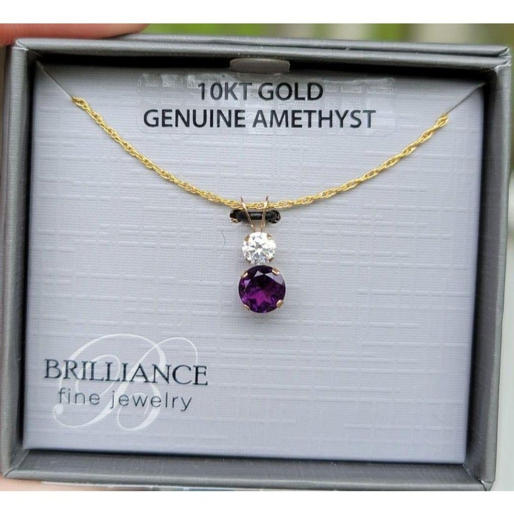 10K Gold & Genuine Amethyst Necklace